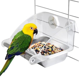 MUYG Bird Feeder for Cage,Parakeet Cage Feeder No Mess Bird Dish with Anti-Slip Stand Stainless Steel Parrot Bowl for Small Budgies Finches Canaries Cockatiels Lovebirds