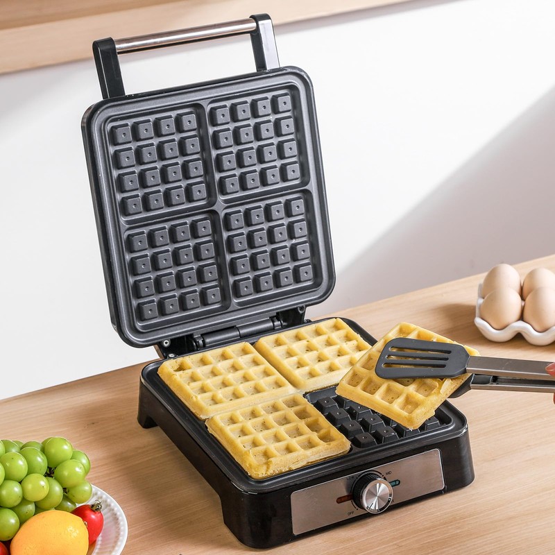 UVFAST Waffles Maker Waffle Iron, 4 Belgian Square Waffle Maker,