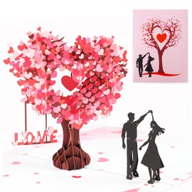 Pop Up Anniversary Card, 3D Love Heart Tree Valentines Card for Wife, Husband, Her, Him, Couple, Wedding Card Pop Up Birthday Card Romantic Love Greeting Card