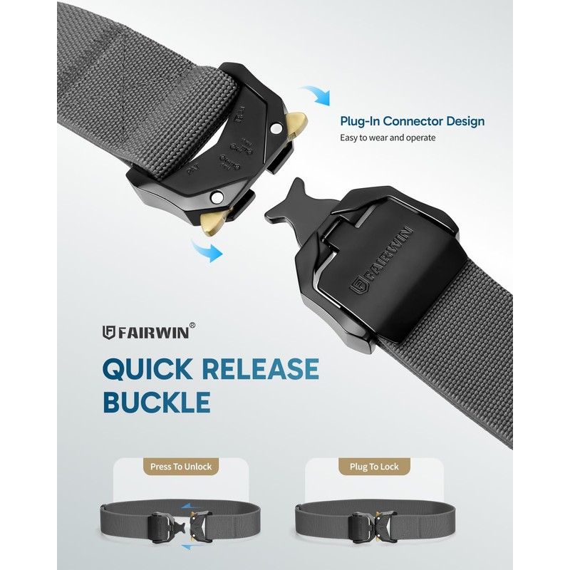 FAIRWIN Tactical Belt, 1.5" Nylon Web Military Hiking Rigger Work