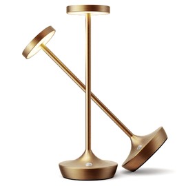 Willdoak Cordless Table Lamp Rechargeable - 6000mAh LED Battery Operated Table Light - Portable Touch Dimmable Outdoor Waterproof Table Lamps for Patio Restaurant Dining (2 Bronze)