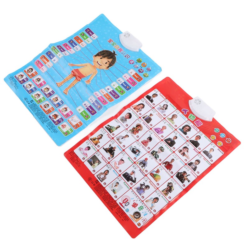 2pcs Chinese English Phonics Posters Multipurpose Fun Early Education Self