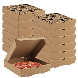 Pizza Boxes, 15 Pack 7.3 x 7.3 x 1.6" Kraft Corrugated Pizza Boxes Pizza Takeout Boxes Food Delivery Boxes Gift Packing Boxes Takeaway Mailing Shipping Storage Boxes for Pizza, Cake, Cookies(Black)