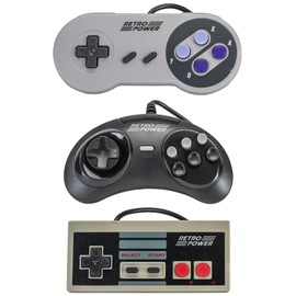 Retro Power USB SNES, NES, Sega Genesis Controller 3-pack