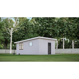16x16' Studio Tiny Home Shed Building Plans with Floor Plan, Electrical, Elevations, Roof & Foundation Plan, and Construction Details