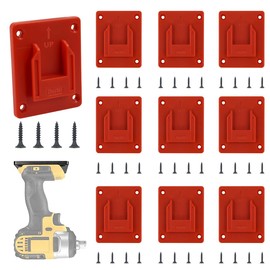 10 Packs Tool Holder Mount for Compatible with DeWalt 20V, 12V Drill, Milwaukee M18 18V Tools Holder/Hanger with 4 Pcs Screws, Red