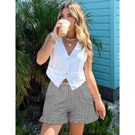 Aoulaydo Boxer Shorts Y2K Gingham Pj 2025 Summer Causal lounge Sleep Bottoms with Pockets