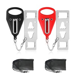 Portable Door Lock, Door Chain Security, 2 Pieces Travel Lock Security Lock, Apartment Door Additional Lock, Black and Red