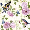 20 Lunch Napkins Birds on Peony 33 cm