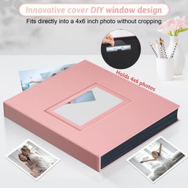 Popotop Photo Album 4x6 300 Pockets with Leather Hardcover Cover, Small Photo Album Holder Book with 50Pcs Pages for Family Travel Wedding Baby Gifts