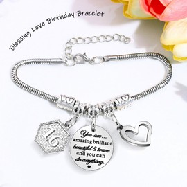 ZSYTZL Birthday Gifts for Women Bracelet Charm, 16th Birthday Gifts for Daughter Friend Niece Sister Friend Teen Mun Aunt