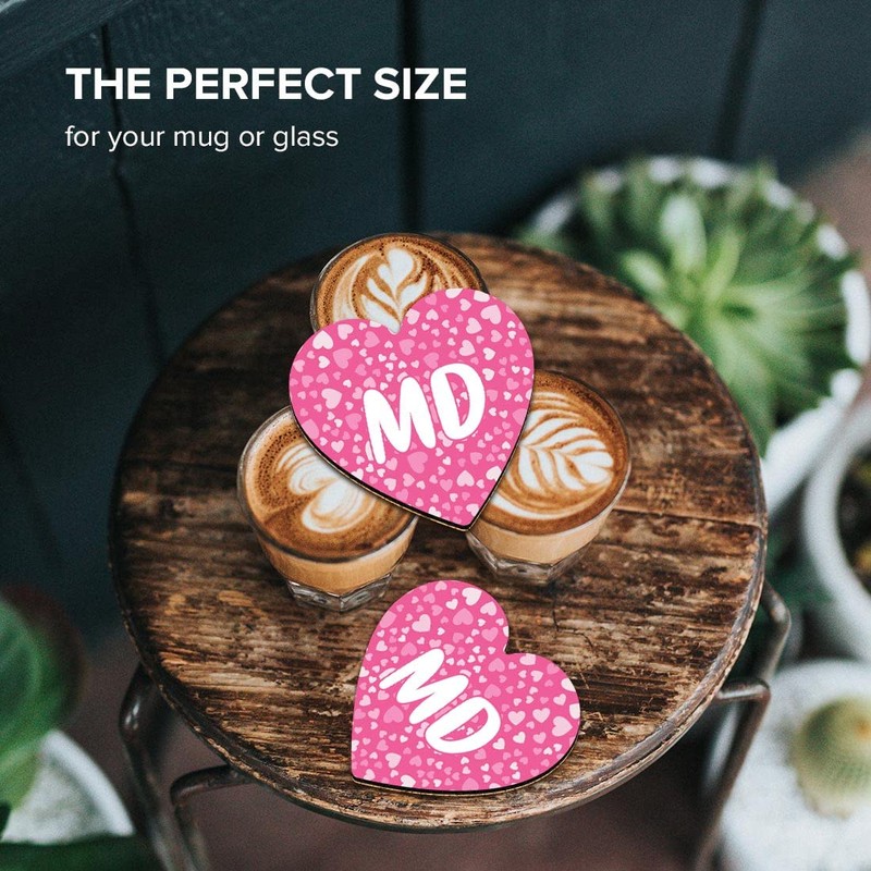 1 x Heart Coaster - Letters MD Pink Hearts Love