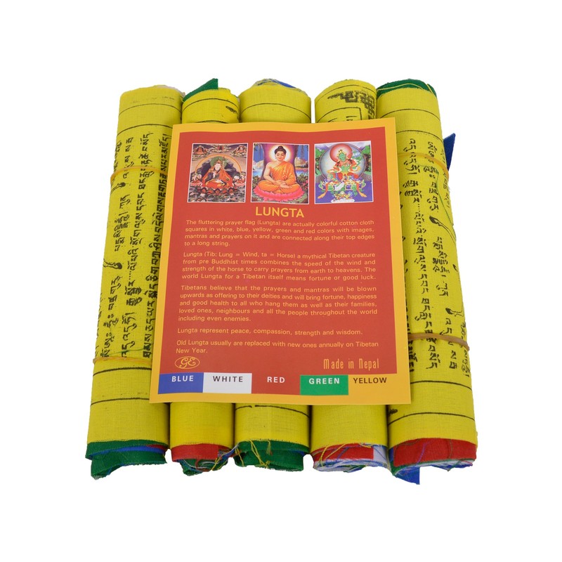 Tibetan Buddhist Fluttering Cotton Prayer Flags (Lungta) Mantras And Wind