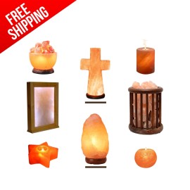 Pink Salt Wall Salt Lamp Himalayan Pink & Candle Holder - Home Decor Large + Small Night Light - Cylender Candle Holder