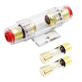 Carviya in-line AGU Fuse Holder for 4-10 Gauge AWG Wire / 6 Gauge & 8 Gauge/with Two 80A AGU Fuses for Car Audio/Alarm/Amplifier/Compressors/Auto Parts/Automotive/Marine/Industrial (80Amp, 1 Pack)