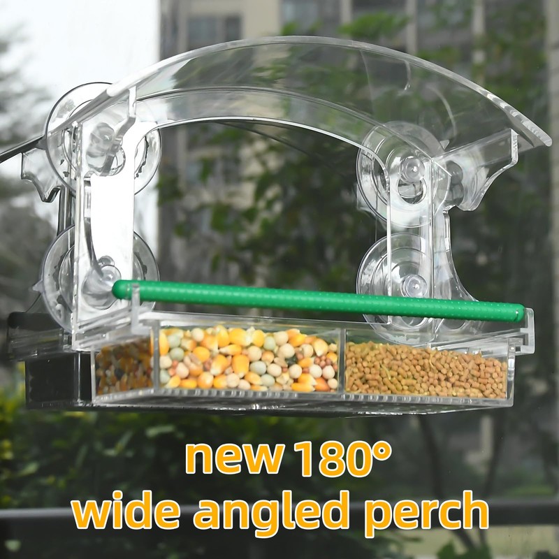 Window Bird Feeder with 4 Strong Suction Cups, Clear Window