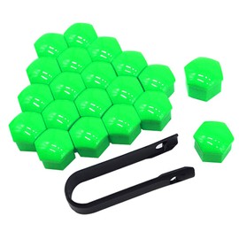 QitinDasen 20 Pieces 17 mm Car Wheel Nut Covers, Universal Car Hub Screw Cap, Hexagonal Tire Nut Cover with Removal Tool (Green)