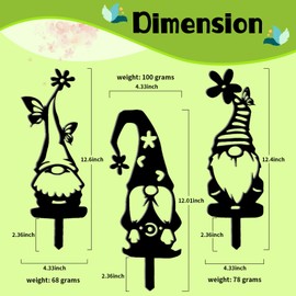 IFHFBI Metal Gnomes Garden Decor (3 Pack), 12.5" Large Size Decorative Garden Stakes, Weather Steel, Funny Gnome Statues for Yard Art, Patio, Lawn, Outdoor Decor, Garden Decorations