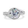 Raivari Moissanite Promise Rings 3 CT Bezel Setting Round Lab