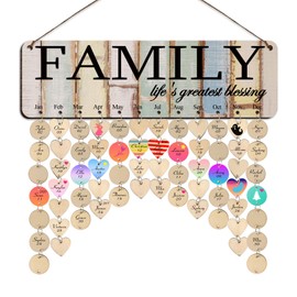 Family Birthday Calendar with Tags Birthday Board Wall Hanging Wood Family Birthdays Reminder Plaque Grandma Moms Birthday Christmas Housewarming Gift