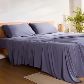 LuxClub Bamboo Bed Sheet Set, 100% Rayon Derived from Bamboo Cooling Sheets, Breathable & Soft Deep Pocket Up to 16", Hotel Luxury Silky Sheets Full Size Set, White - Color: White, Bedding Size: Queen