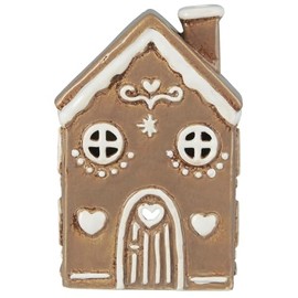 IB Laursen Light House Gingerbread House Round Arch Door Hearts 15 cm Tea Light Ceramic