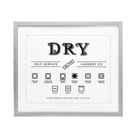 Stupell Industries Dry Cycle Instructions Chart Gray Framed Print Under Glass design by Lettered and Lined, 17 x 21