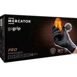 Mercator Gogrip Nitrile Powder Free Disposable Gloves - Black, Medium, Pack of 50