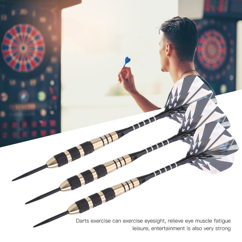 Darts Kit 12 Dart Tail Flights Shafts Black Nickel Copper