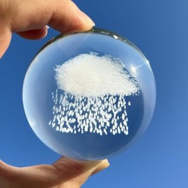 3D Rain Cloud Crystal Ball Paperweight 60MM Glass with Stand Room Decor Decorative Balls Home Office Ornaments (Rain Cloud, 6 * 6 * 6CM)