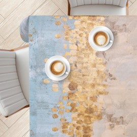 KP HOME Wipe Clean Tablecloth Square 55.1"x 55.1" (140x140cm) - Plastic Table Cloth Wipe Clean, Indoor and Outdoor PVC Oil Cloth Table Cover Waterproof - Horizon Glow Charm Pattern