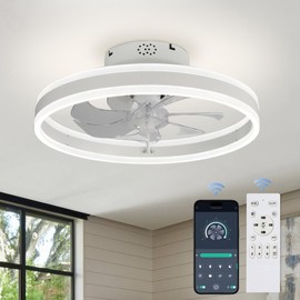 Oaks Aura 20 Inch Low Profile Ceiling Fans with Lights,Flush Mount Fandelier Ceiling Fan with 6 Wind Speeds, Dimmable,3 Colors,Modern Ceiling Fan Light with Remote for Bedroom,Living Room
