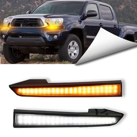 BINQIGOO LED Daytime Running Light Compatible with Toyota Tacoma 2012-2015 Replacement for Front Bumper Trim, White DRL Amber Turn Signal Front Side Marker Headlight (Tacoma 12-15)