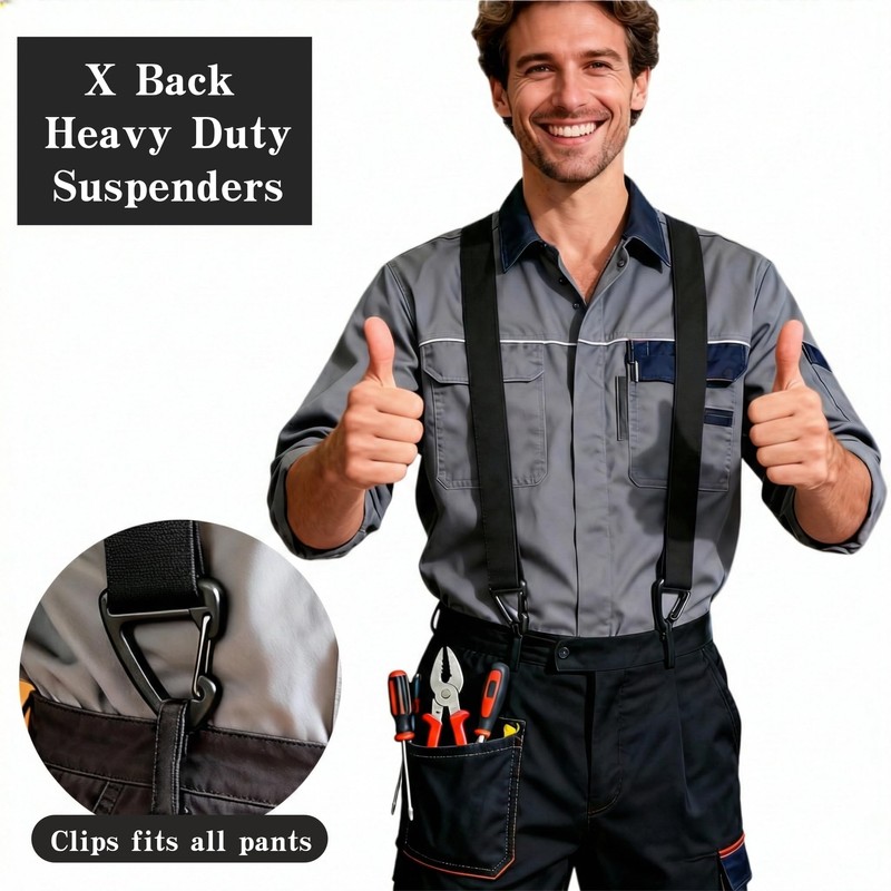 playneeu Work Suspender for Men Women, Adjustable Elastic Braces for