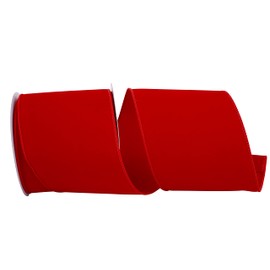 Reliant Ribbon 92270W-065-10F Value Velvet Wired Edge Ribbon, 4 Inch X 10 Yards, Red