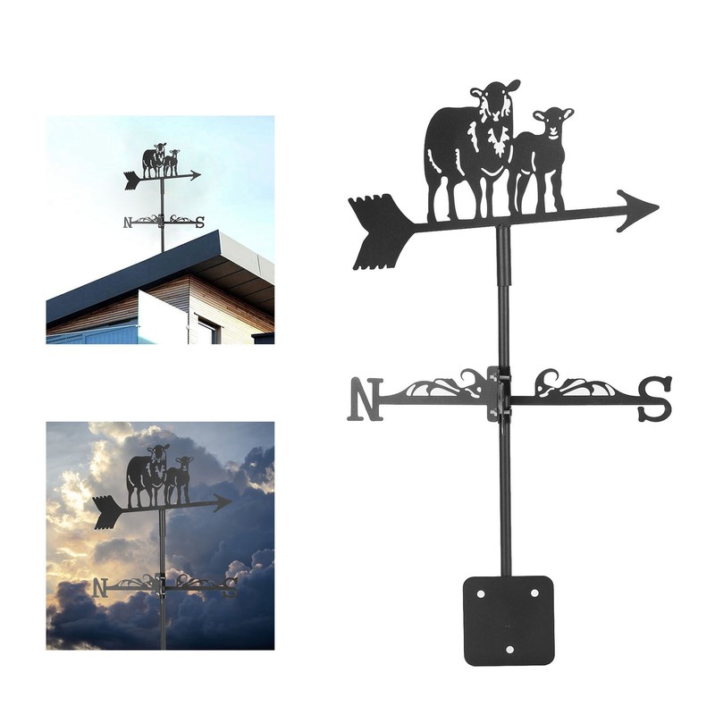 Metal Weather Vane Black Cute Animal Design Sturdy Durable Decorative