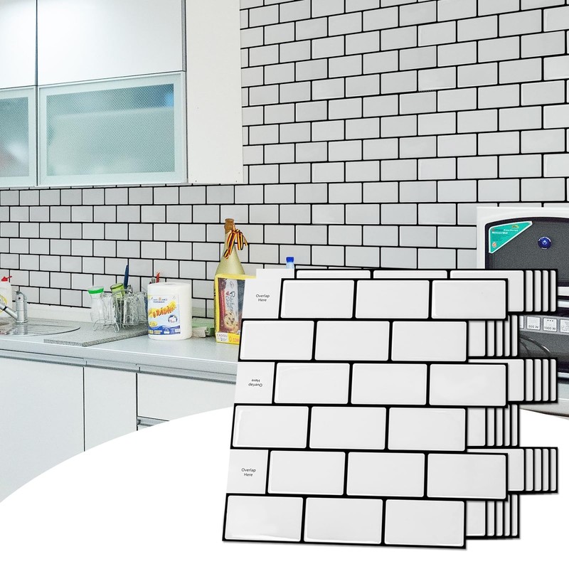 Art3dwallpanels 10-Sheet Peel and Stick Backsplash for Kitchen, 12''X12'' Peel