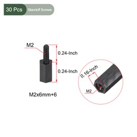 YOKIVE Pack of 30 M2 Spacers Screws Nylon Hexagonal PCB Spacers with High Insulation Effect Keep Height Constant Perfect for Board (Black 6 mm + 6 mm)