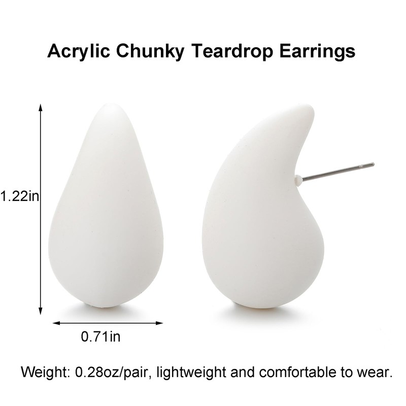 Winssigma Chunky Acrylic Hoop Earrings, Lightweight Waterdrop Hoops Earrings, Hypoallergenic
