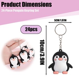 24 portachiavi a forma di pinguino, regalo per donne, regalo per fidanzate, pingvinne, per gli amanti dei pigne, portachiavi carino, per zaini, in PVC, con colla morbida