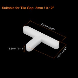 QUARKZMAN Pack of 300 Wall and Floor Tiles Plastic T-shaped Spacers Tile Tools 3 mm 1/8 Inch Tile Spacers for Installing Ceramic Tiles, White