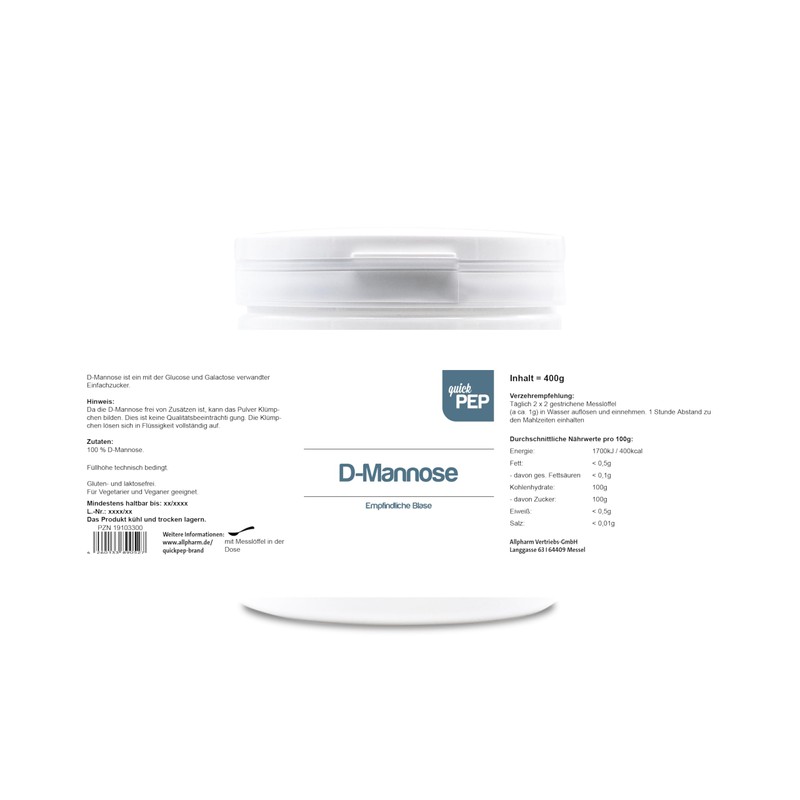 quickPEP D-Mannose Powder High Dose 400 g - 100% Pure