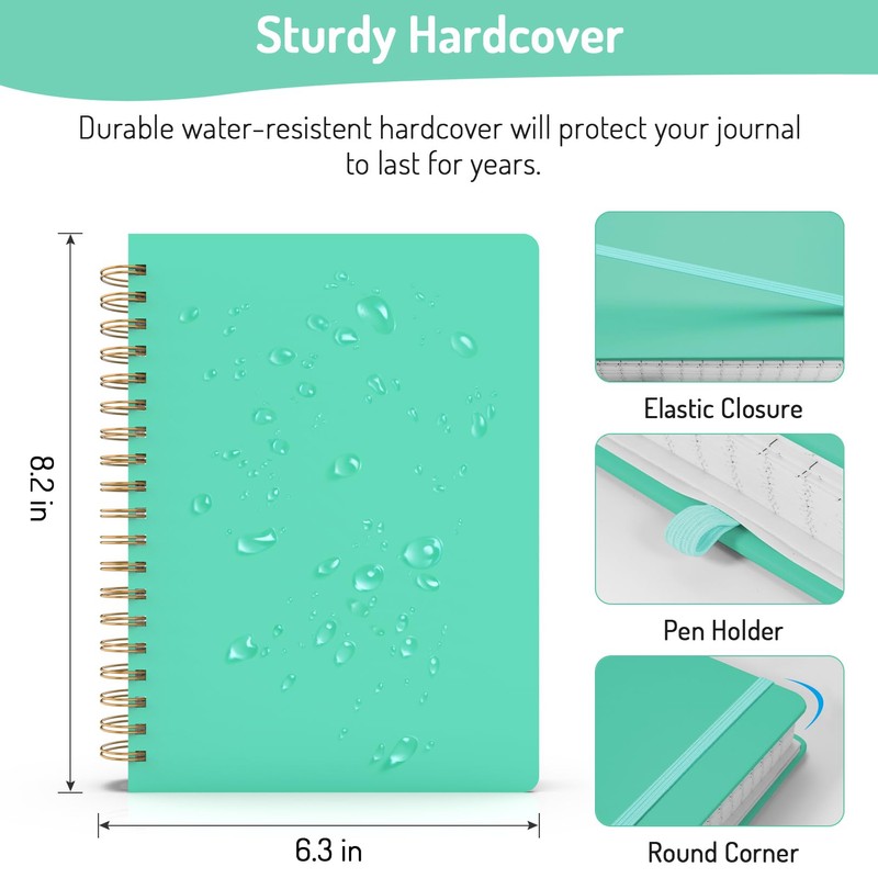 Forvencer Lined Spiral Journal Notebook with 300 Numbered Pages, A5