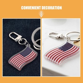 Abaodam Llavero de Bandera de Estados Unidos de Acrílico y Metal, Liviano y Decorativo, Paquete de 5 Piezas Adecuado para Bolso o Monedero