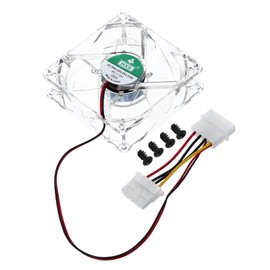 sourcing map Clear Computer Case Fan 1800RPM 80mm 4 Pin Green LED Silent Cooling Fan 4 LED 12V for Desktop Computer Radiators with 4 Screws