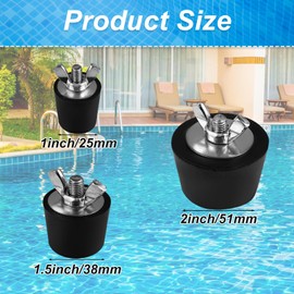3 Pack Pool Winterizing Plug, Pool Winter Expansion Plugs with Stainless Steel Screw Bolts, Pool Return Plug/Winter Anti-Expansion Plug for Inground & Above Ground Pool (1 Inch, 1.5 Inch, 2 Inch)