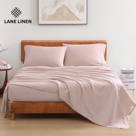 LANE LINEN RV Queen Sheets Set - 100% Organic Cotton Camper Sheet Sets 15" Deep Pocket Fitted (Short Sepia Rose)