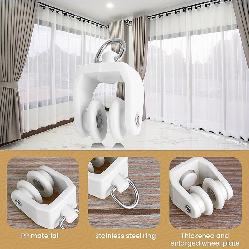 50pcs Curtain Track Rollers Hooks Ceiling Curtain Track Hooks Heavy-Duty