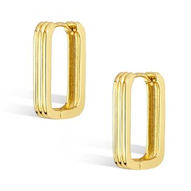 Gold Hoop Earrings for Women - Small Square Geometric Huggie Hoop Earrings - Hypoallergenic Trendy Jewelry Gift