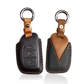 HIBEYO Car Protective Case Fits Hyundai Key Case Cover Leather for Hyundai I10 I30 I40 IX20 Tucson Santa Elantra Kona ioniq Sonata Protective Cover Key Case Remote Control Key Box Black
